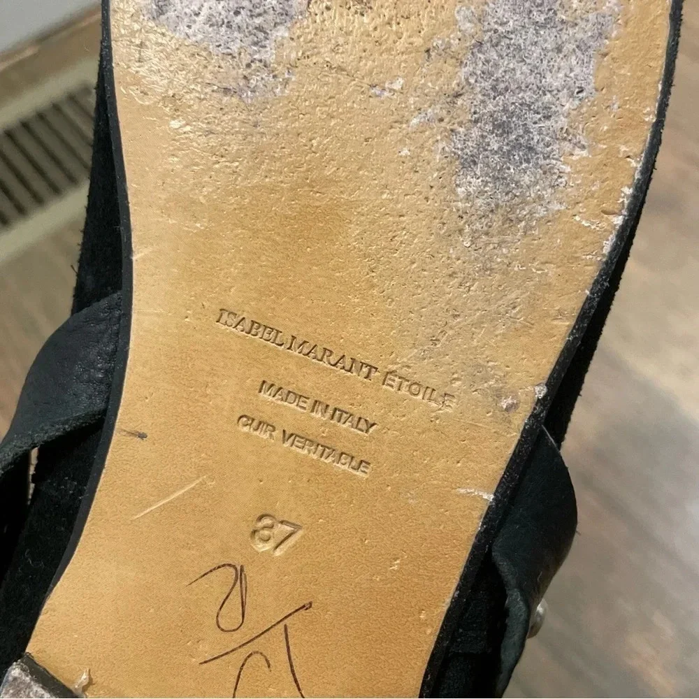 ISABEL MARANT ETOILE Hey Jude Bootie Suede Leather Studded Ankle Straps Goth - Picture 11 of 13